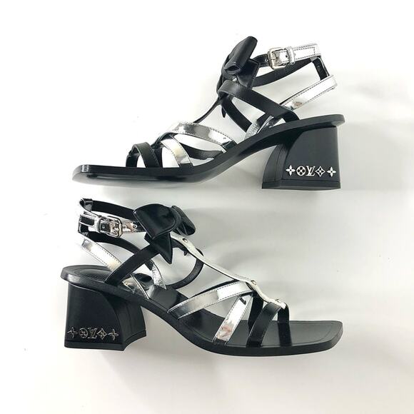 NEW Louis Vuitton Fornasetti 2021 LV Monogrammed Peplum Block Heel Sandals 35.5 - Picture 5 of 12